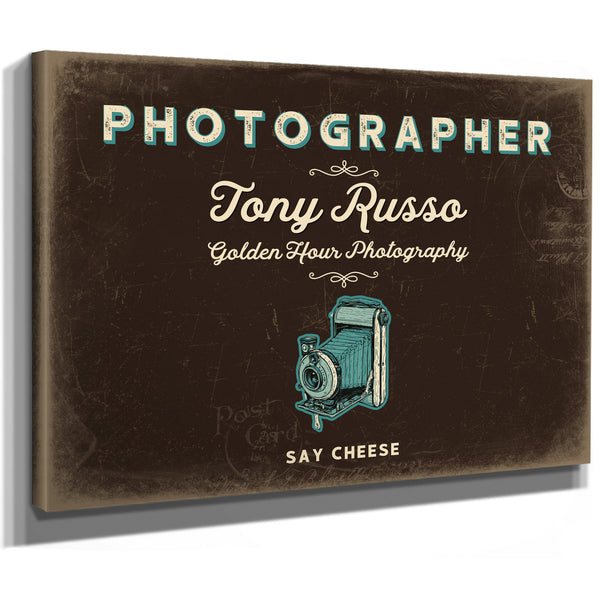 Personalized Photographer Sign, Say Cheese, Espresso & Turquoise, image 8