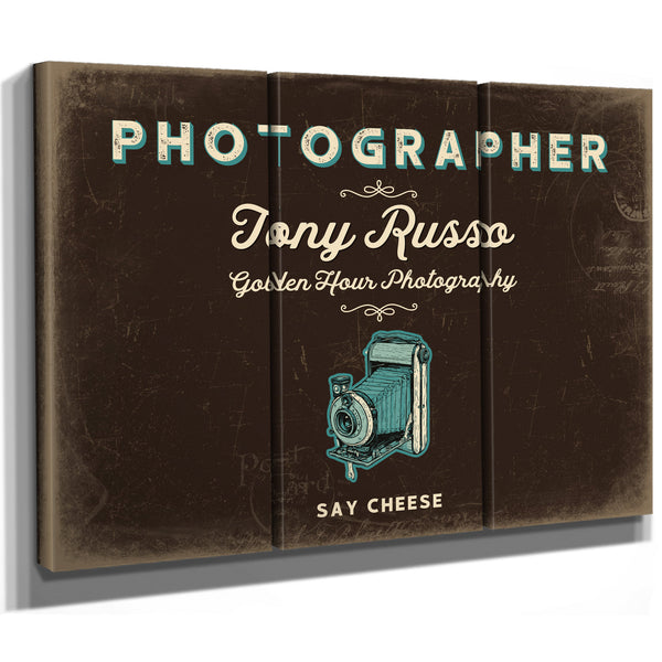 Personalized Photographer Sign, Say Cheese, Espresso & Turquoise, image 14