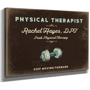 Personalized Physical Therapist Sign, Keep Moving Forward, Espresso & Turquoise, image 8