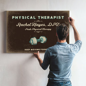 Personalized Physical Therapist Sign, Keep Moving Forward, Espresso & Turquoise, image 9
