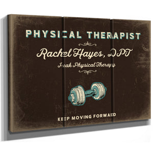 Personalized Physical Therapist Sign, Keep Moving Forward, Espresso & Turquoise, image 14
