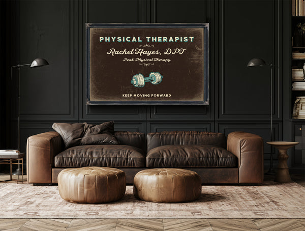 Personalized Physical Therapist Sign, Keep Moving Forward, Espresso & Turquoise, image 17