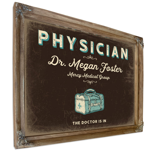 Personalized Physician Sign, The Doctor Is In, Espresso & Turquoise, image 6
