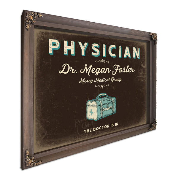 Personalized Physician Sign, The Doctor Is In, Espresso & Turquoise, image 7