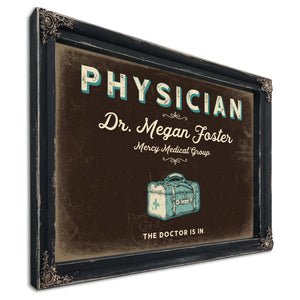 Personalized Physician Sign, The Doctor Is In, Espresso & Turquoise, image 1