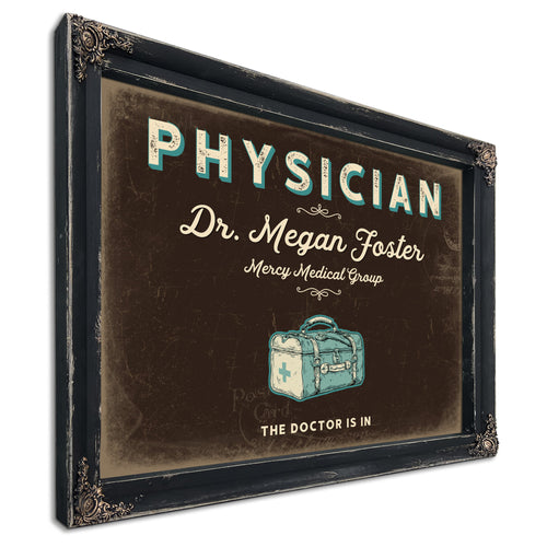 Personalized Physician Sign, The Doctor Is In, Espresso & Turquoise, image 1