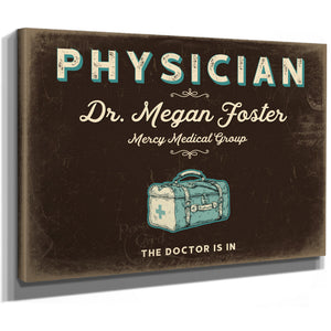 Personalized Physician Sign, The Doctor Is In, Espresso & Turquoise, image 8