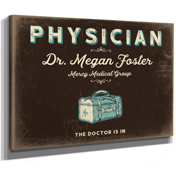Personalized Physician Sign, The Doctor Is In, Espresso & Turquoise, image 8