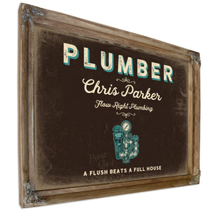 Personalized Plumber Sign, A Flush Beats a Full House, Espresso & Turquoise, image 6