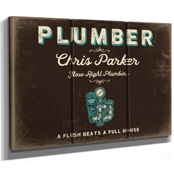 Personalized Plumber Sign, A Flush Beats a Full House, Espresso & Turquoise, image 14
