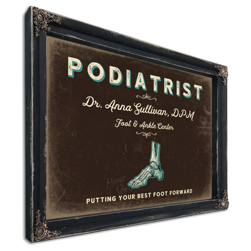Personalized Podiatrist Sign, Putting Your Best Foot Forward, Espresso & Turquoise, image 1