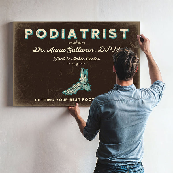 Personalized Podiatrist Sign, Putting Your Best Foot Forward, Espresso & Turquoise, image 9