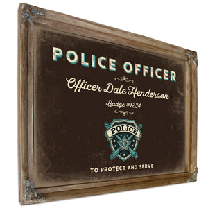 Personalized Police Officer Sign, To Protect and Serve, Espresso & Turquoise, image 6