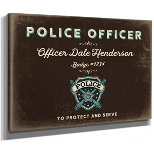 Personalized Police Officer Sign, To Protect and Serve, Espresso & Turquoise, image 8