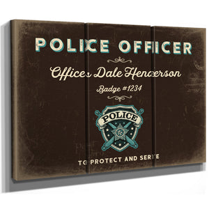 Personalized Police Officer Sign, To Protect and Serve, Espresso & Turquoise, image 14