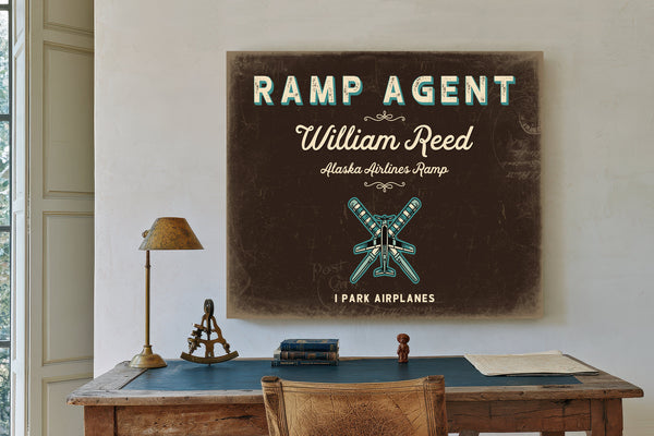 Personalized Ramp Agent Sign, I Park Airplanes, Espresso & Turquoise, image 2