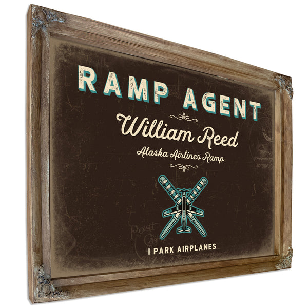 Personalized Ramp Agent Sign, I Park Airplanes, Espresso & Turquoise, image 6