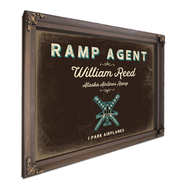 Personalized Ramp Agent Sign, I Park Airplanes, Espresso & Turquoise, image 7