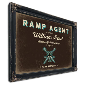 Personalized Ramp Agent Sign, I Park Airplanes, Espresso & Turquoise, image 1