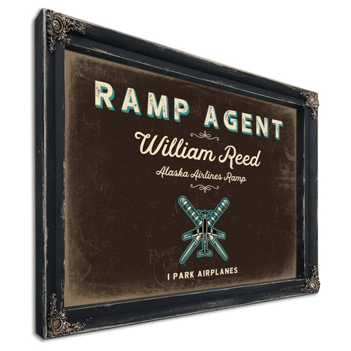 Personalized Ramp Agent Sign, I Park Airplanes, Espresso & Turquoise, image 1