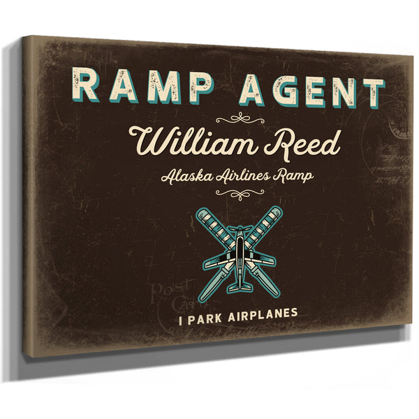 Personalized Ramp Agent Sign, I Park Airplanes, Espresso & Turquoise, image 8