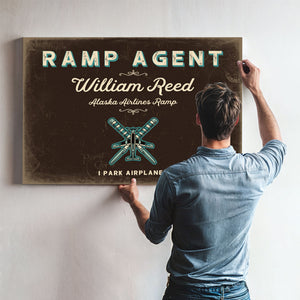 Personalized Ramp Agent Sign, I Park Airplanes, Espresso & Turquoise, image 9