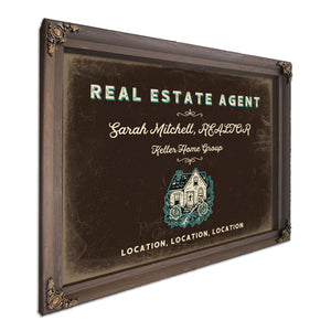 Personalized Real Estate Agent Sign, Location, Location, Location, Espresso & Turquoise, image 7