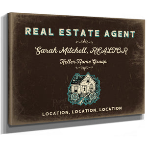 Personalized Real Estate Agent Sign, Location, Location, Location, Espresso & Turquoise, image 8