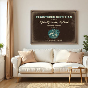 Personalized Registered Dietitian Sign, Eat Well, Live Well, Espresso & Turquoise, image 5