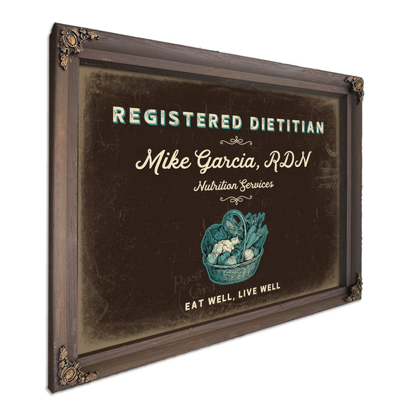 Personalized Registered Dietitian Sign, Eat Well, Live Well, Espresso & Turquoise, image 7