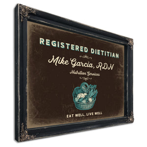 Personalized Registered Dietitian Sign, Eat Well, Live Well, Espresso & Turquoise, image 1