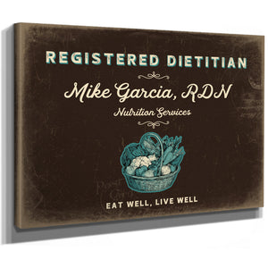 Personalized Registered Dietitian Sign, Eat Well, Live Well, Espresso & Turquoise, image 8