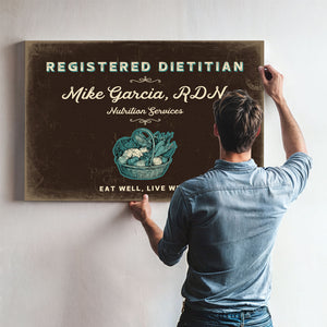 Personalized Registered Dietitian Sign, Eat Well, Live Well, Espresso & Turquoise, image 9