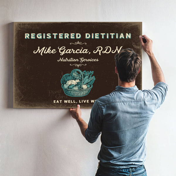 Personalized Registered Dietitian Sign, Eat Well, Live Well, Espresso & Turquoise, image 9