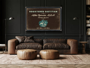 Personalized Registered Dietitian Sign, Eat Well, Live Well, Espresso & Turquoise, image 17