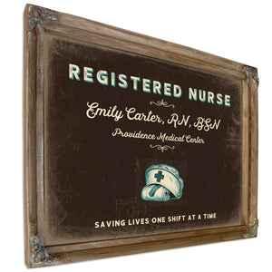Personalized Registered Nurse Sign, Saving Lives One Shift at a Time, Espresso & Turquoise, image 6