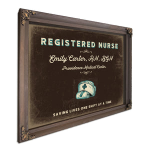 Personalized Registered Nurse Sign, Saving Lives One Shift at a Time, Espresso & Turquoise, image 7
