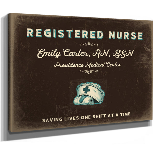 Personalized Registered Nurse Sign, Saving Lives One Shift at a Time, Espresso & Turquoise, image 8