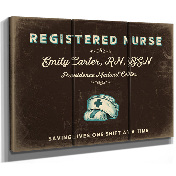 Personalized Registered Nurse Sign, Saving Lives One Shift at a Time, Espresso & Turquoise, image 14