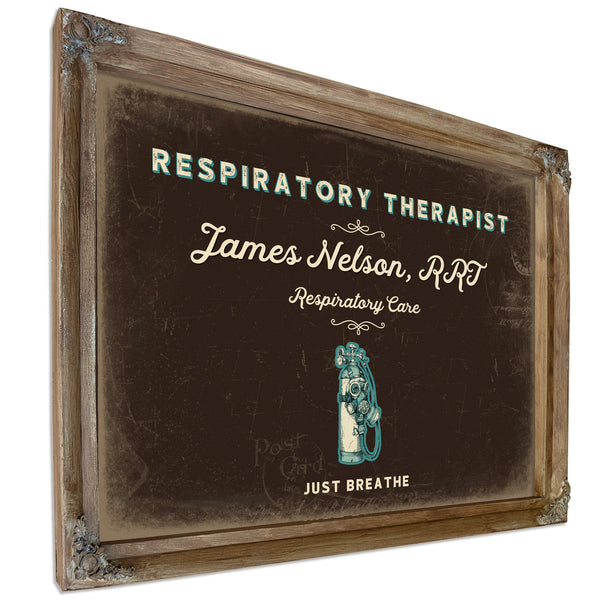 Personalized Respiratory Therapist Sign, Just Breathe, Espresso & Turquoise, image 6