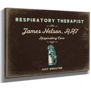 Personalized Respiratory Therapist Sign, Just Breathe, Espresso & Turquoise, image 8