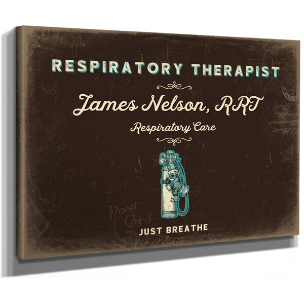 Personalized Respiratory Therapist Sign, Just Breathe, Espresso & Turquoise, image 8