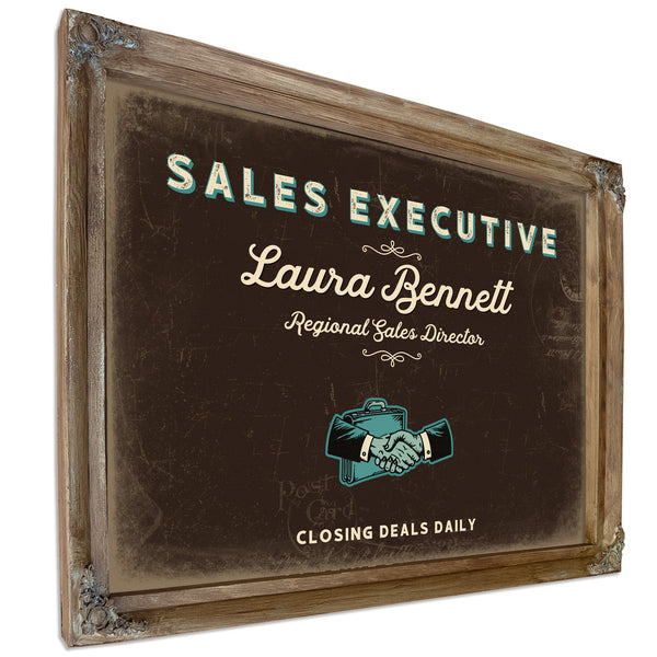 Personalized Sales Executive Sign, Closing Deals Daily, Espresso & Turquoise, image 6