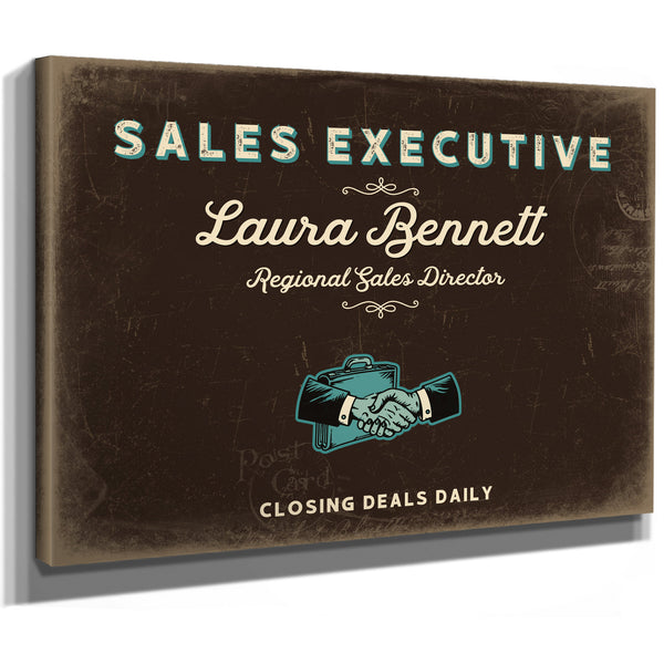 Personalized Sales Executive Sign, Closing Deals Daily, Espresso & Turquoise, image 8