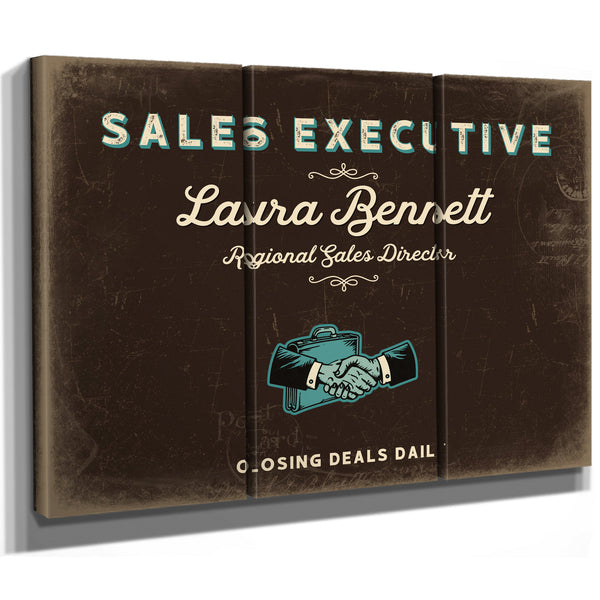 Personalized Sales Executive Sign, Closing Deals Daily, Espresso & Turquoise, image 14