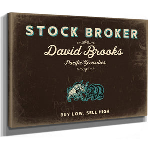 Personalized Stock Broker Sign, Buy Low, Sell High, Espresso & Turquoise, image 8