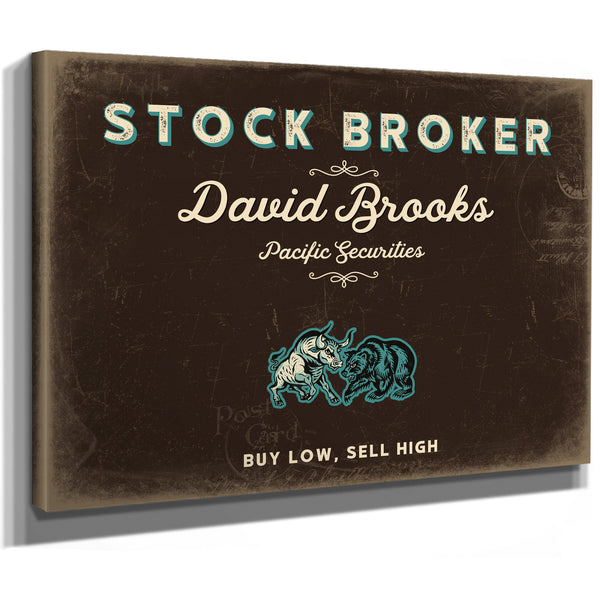 Personalized Stock Broker Sign, Buy Low, Sell High, Espresso & Turquoise, image 8