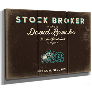 Personalized Stock Broker Sign, Buy Low, Sell High, Espresso & Turquoise, image 14
