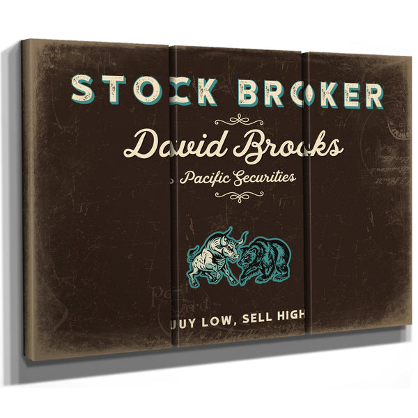 Personalized Stock Broker Sign, Buy Low, Sell High, Espresso & Turquoise, image 14