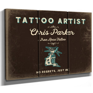 Personalized Tattoo Artist Sign, No Regrets, Just Ink, Espresso & Turquoise, image 14
